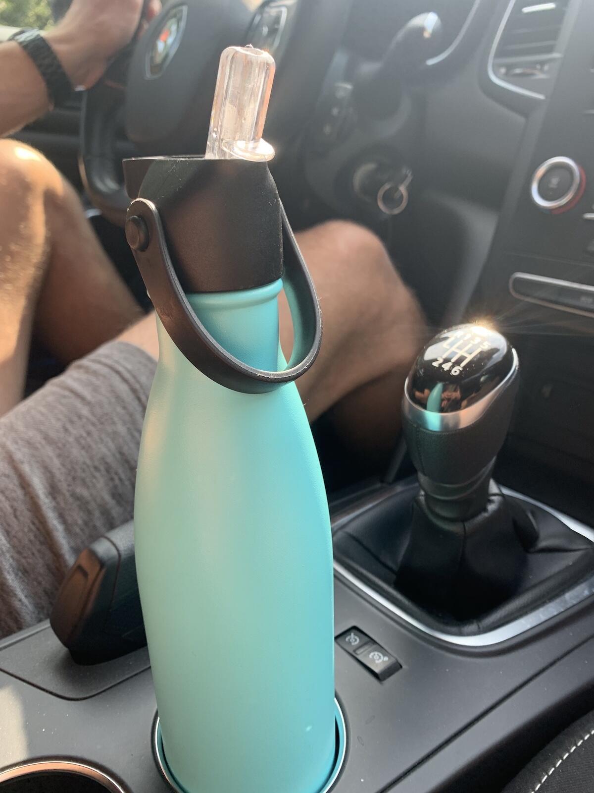 Design waterfles RVS lichtblauw 500 ml - dop met rietje 2/5