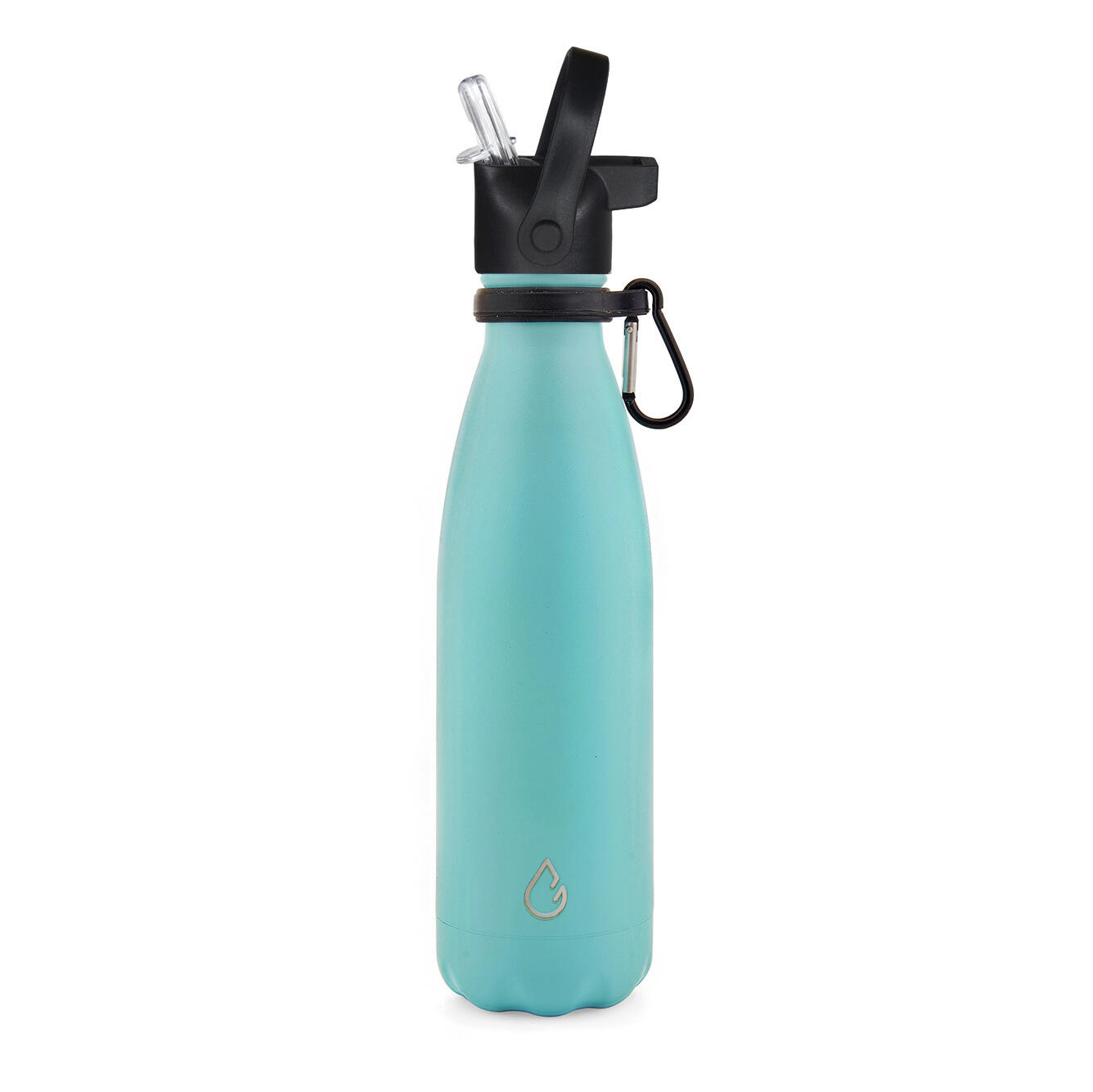 Design waterfles RVS lichtblauw 500 ml - dop met rietje 4/5