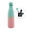 Design eco RVS waterfles mix blauw/roze 500 ml - extra dop met rietje