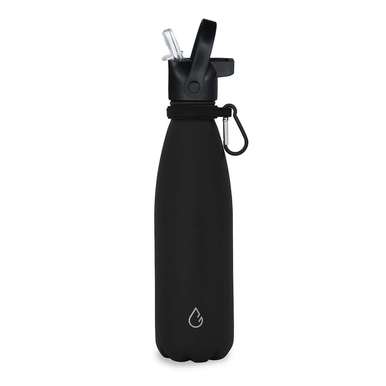 FLOW waterfles RVS zwart 500 ml - dop met rietje 4/5