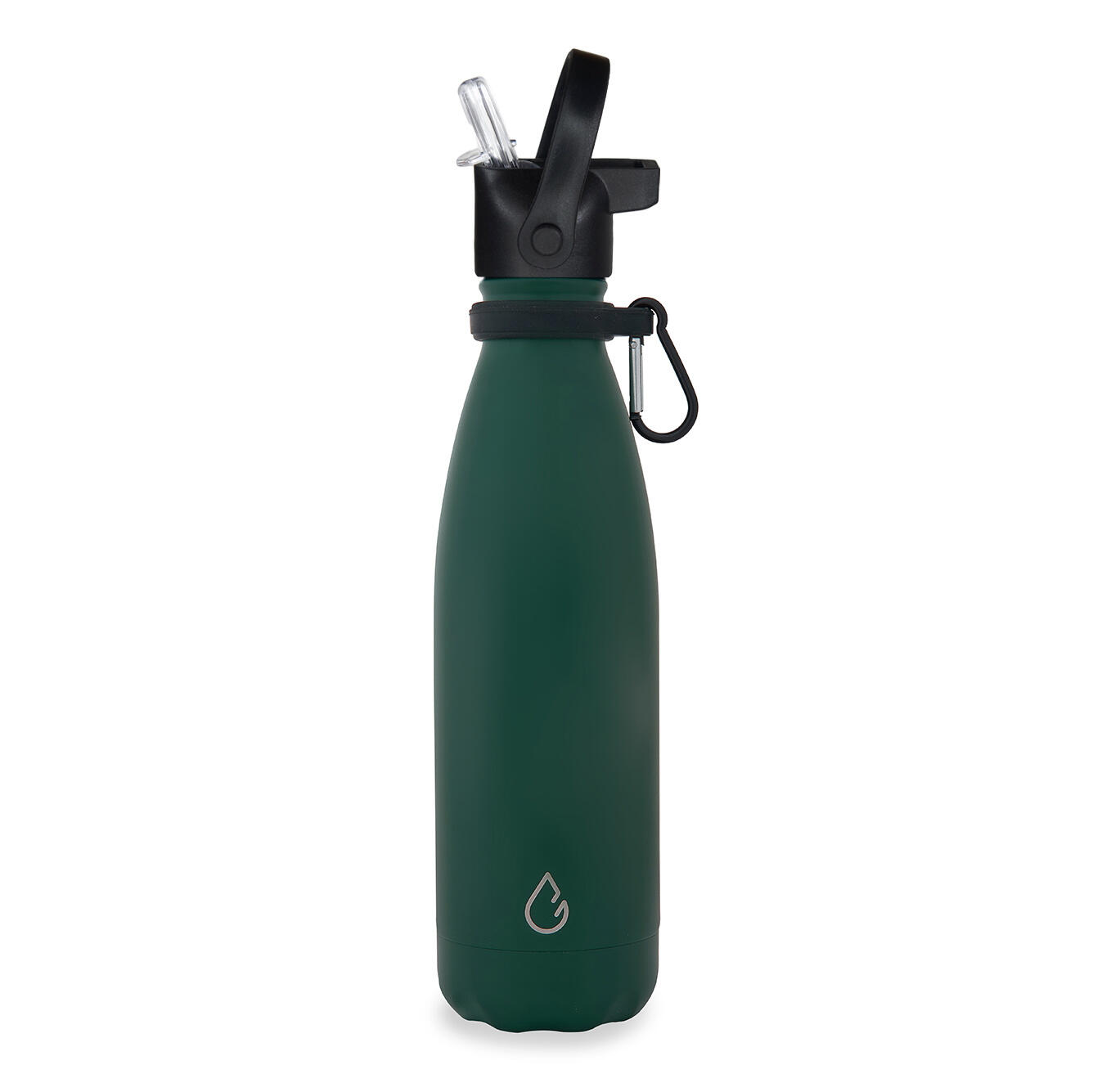 All FLOW waterfles RVS mosgroen 500 ml - dop met rietje 5/5