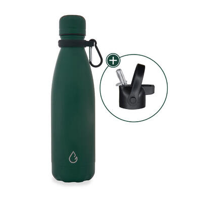 All flow waterfles rvs lichtblauw 500 ml - dop met rietje