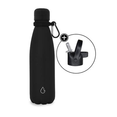 All flow waterfles rvs lichtblauw 500 ml - dop met rietje