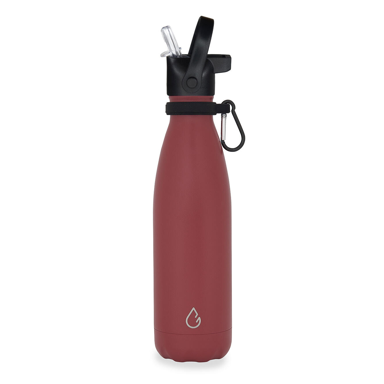 All FLOW waterfles RVS burgundy 500 ml - dop met rietje 5/5