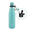Luxe design eco RVS waterfles lichtblauw 500 ml - extra dop met rietje en