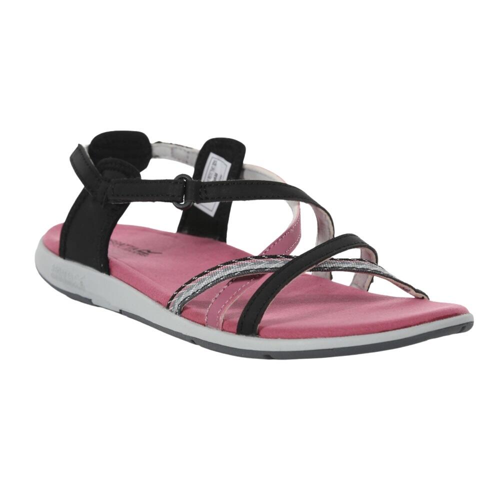 Womens/Ladies Santa Roma CrissCross Sandals (Black/Heather Rose) 1/5