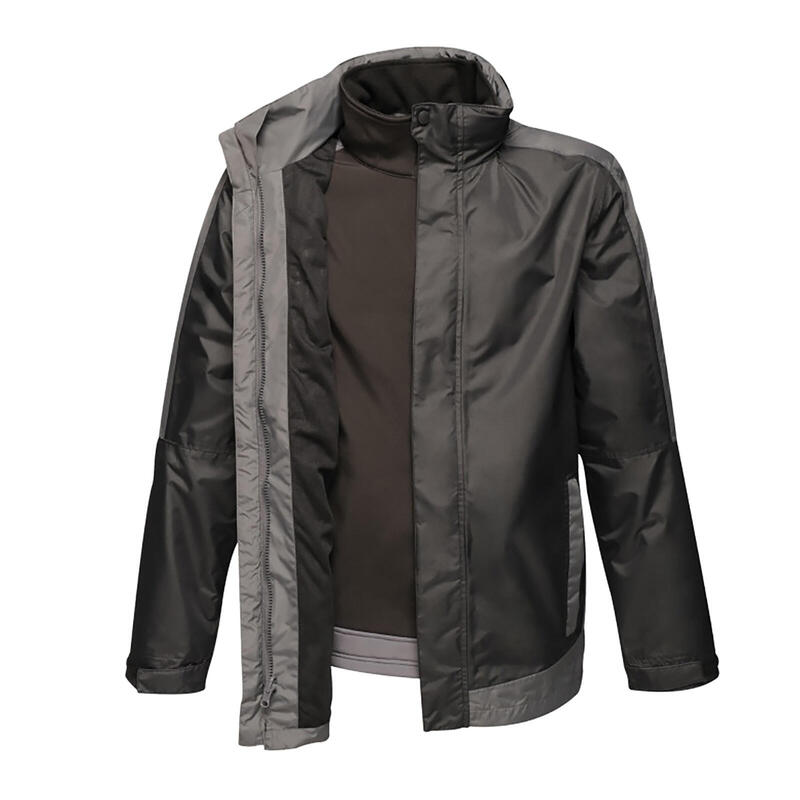 3in1Jacke mit Kontrastfarben Herren Schwarz/Grau