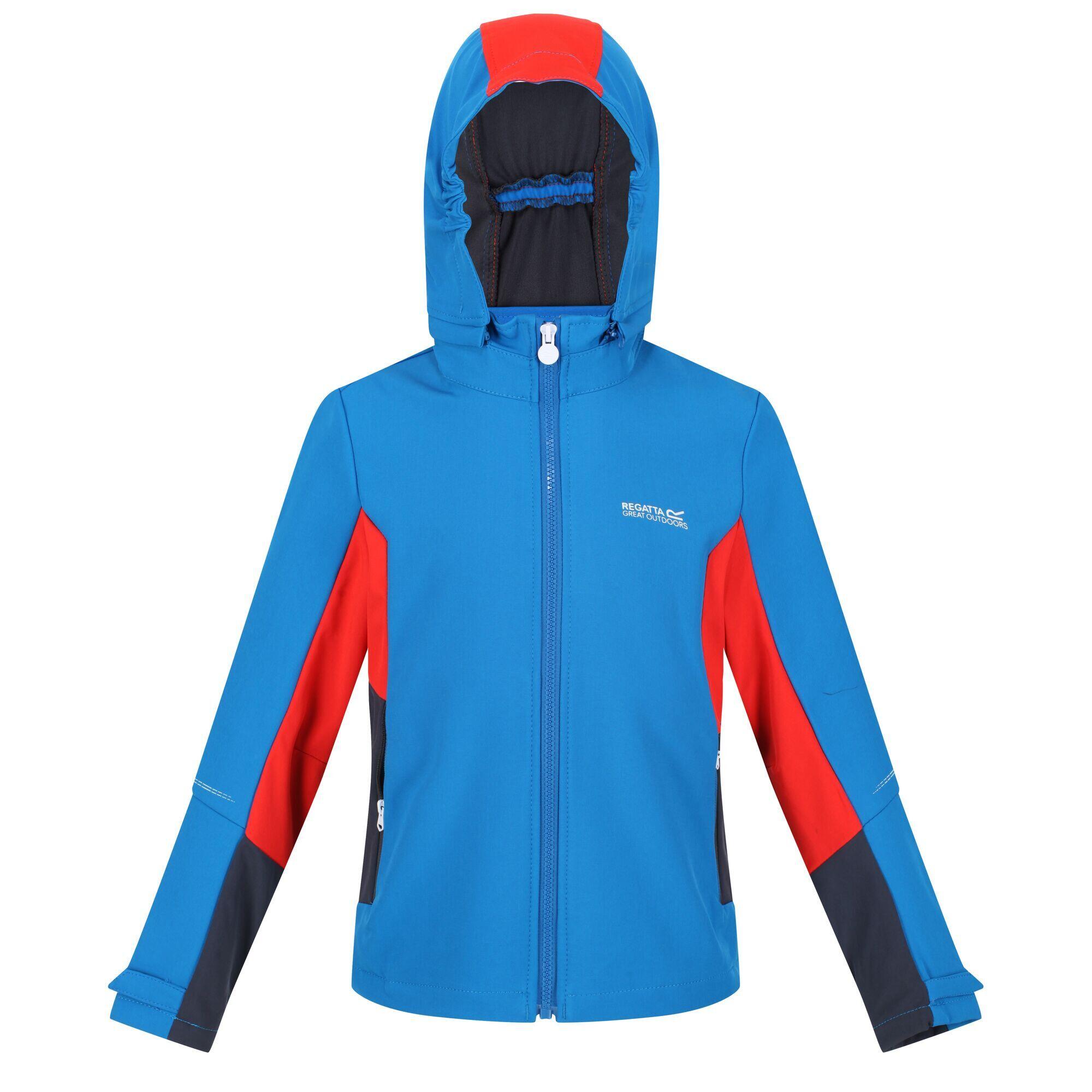 REGATTA Childrens/Kids Acidity V Soft Shell Jacket (Imperial Blue/Fiery Red)