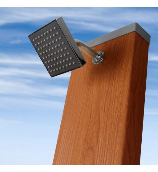 Ducha solar de aluminio con aspecto madera 32L 2/5