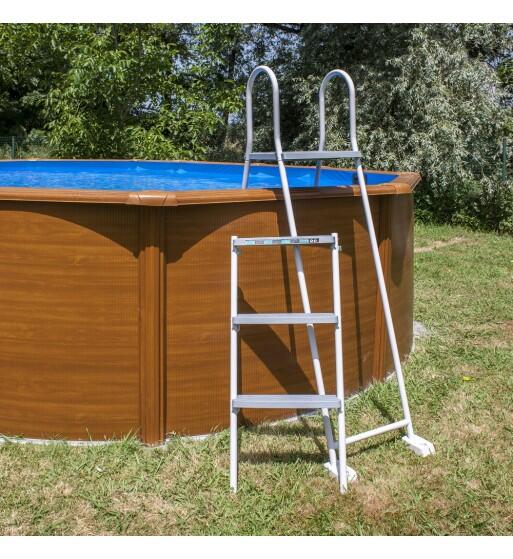 Escalera de seguridad acero galvanizado 2x3 peldaños para piscinas elevadas 4/5