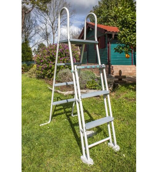 Escalera de seguridad acero galvanizado 2x3 peldaños para piscinas elevadas 2/5