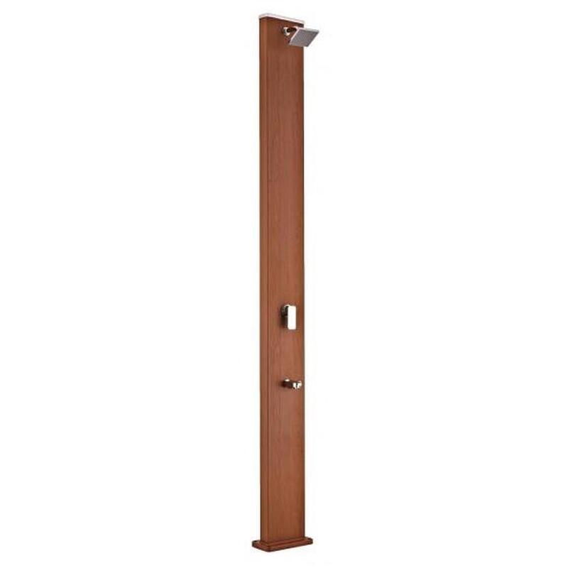 Ducha solar de aluminio con aspecto madera 32L