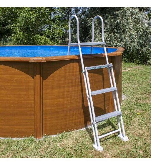Escalera de seguridad acero galvanizado 2x3 peldaños para piscinas elevadas 3/5