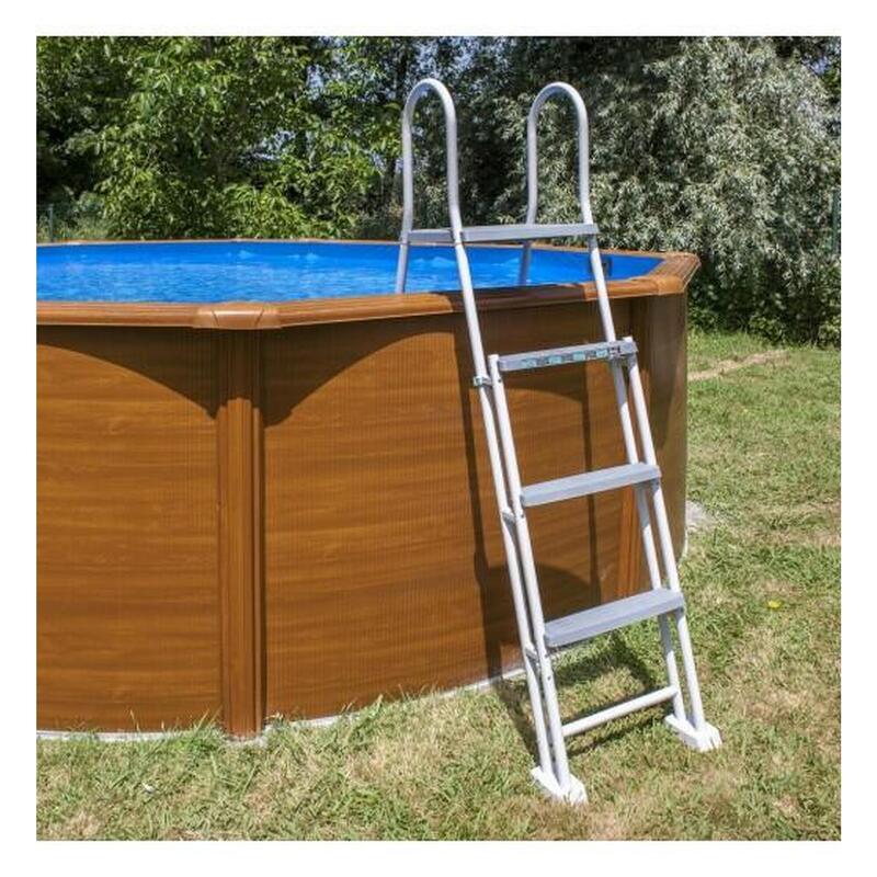 Escada de segurança em aço galvanizado 2x3 degraus para piscinas acima do solo