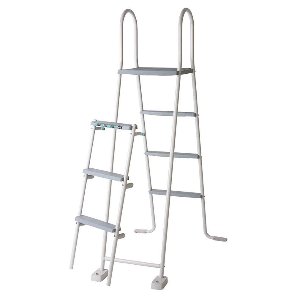 Escada de segurança em aço galvanizado 2x3 degraus para piscinas acima do solo