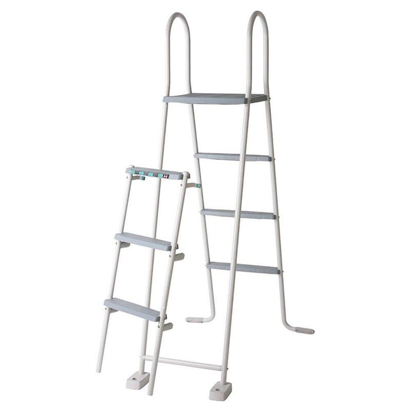 Escalera de seguridad acero galvanizado 2x3 peldaños para piscinas elevadas