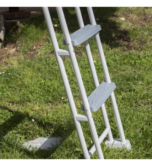 Escalera de seguridad acero galvanizado 2x3 peldaños para piscinas elevadas 5/5