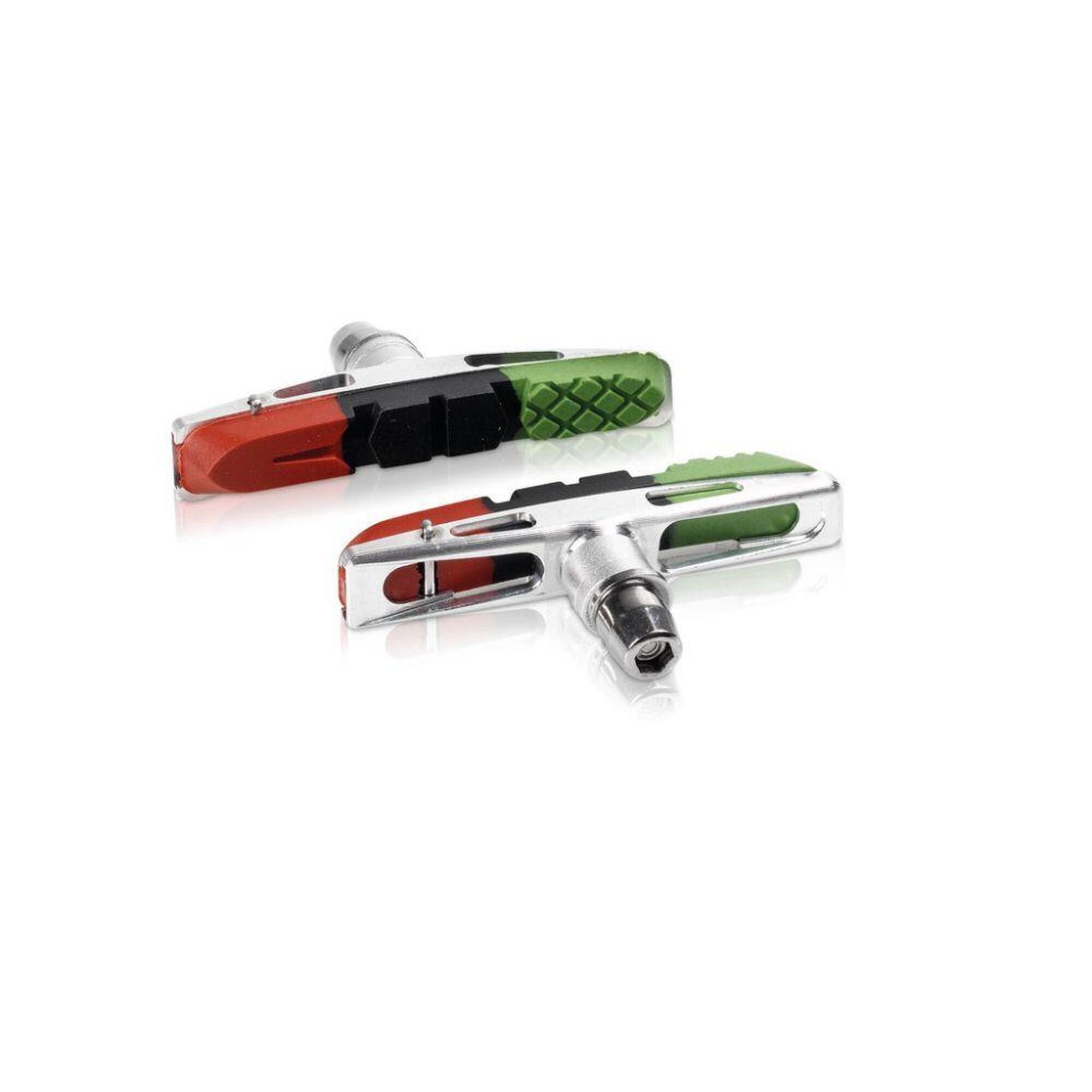 Szczęka Hamulcowa Bs-V13 V-Brake 72Mm Czerwona/Czarna/Zielona Zestaw 4 Szt.