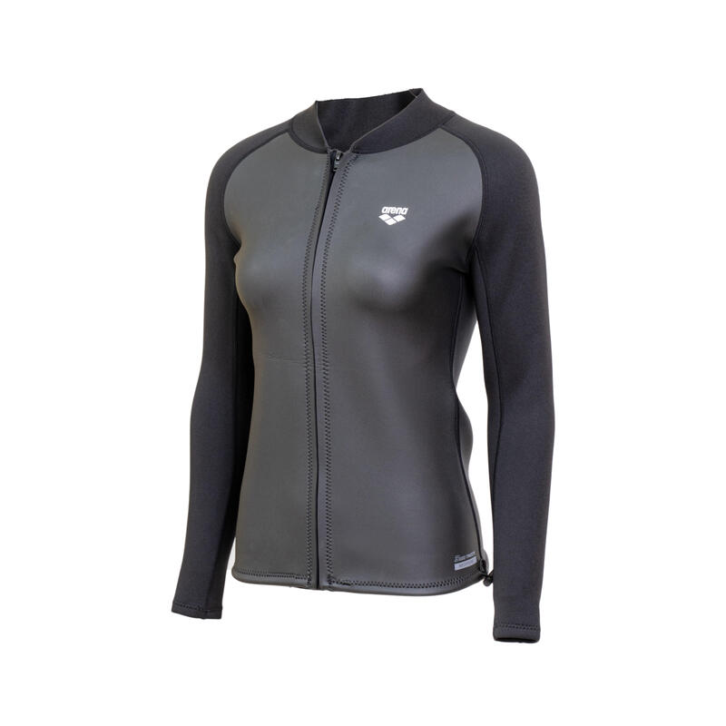 BASIC  WOMAN FULL ZIP WETSUIT - GREY/BLACK