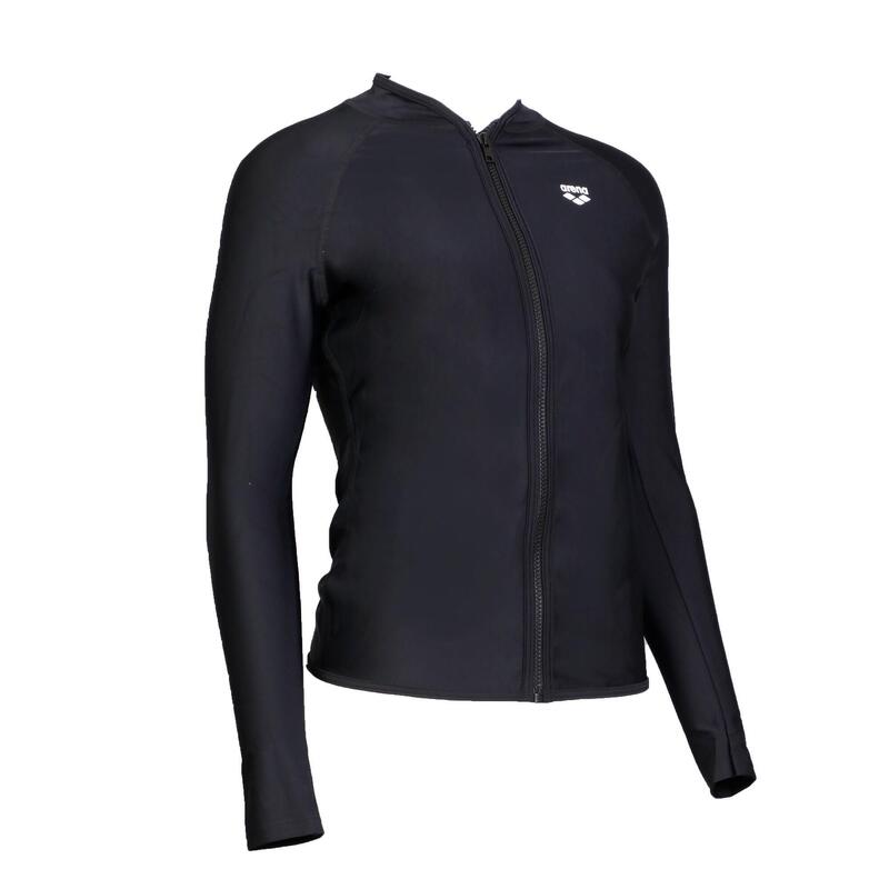 BASIC  WOMAN LONGSLEEVE FULL ZIP SUN TOP - BLACK