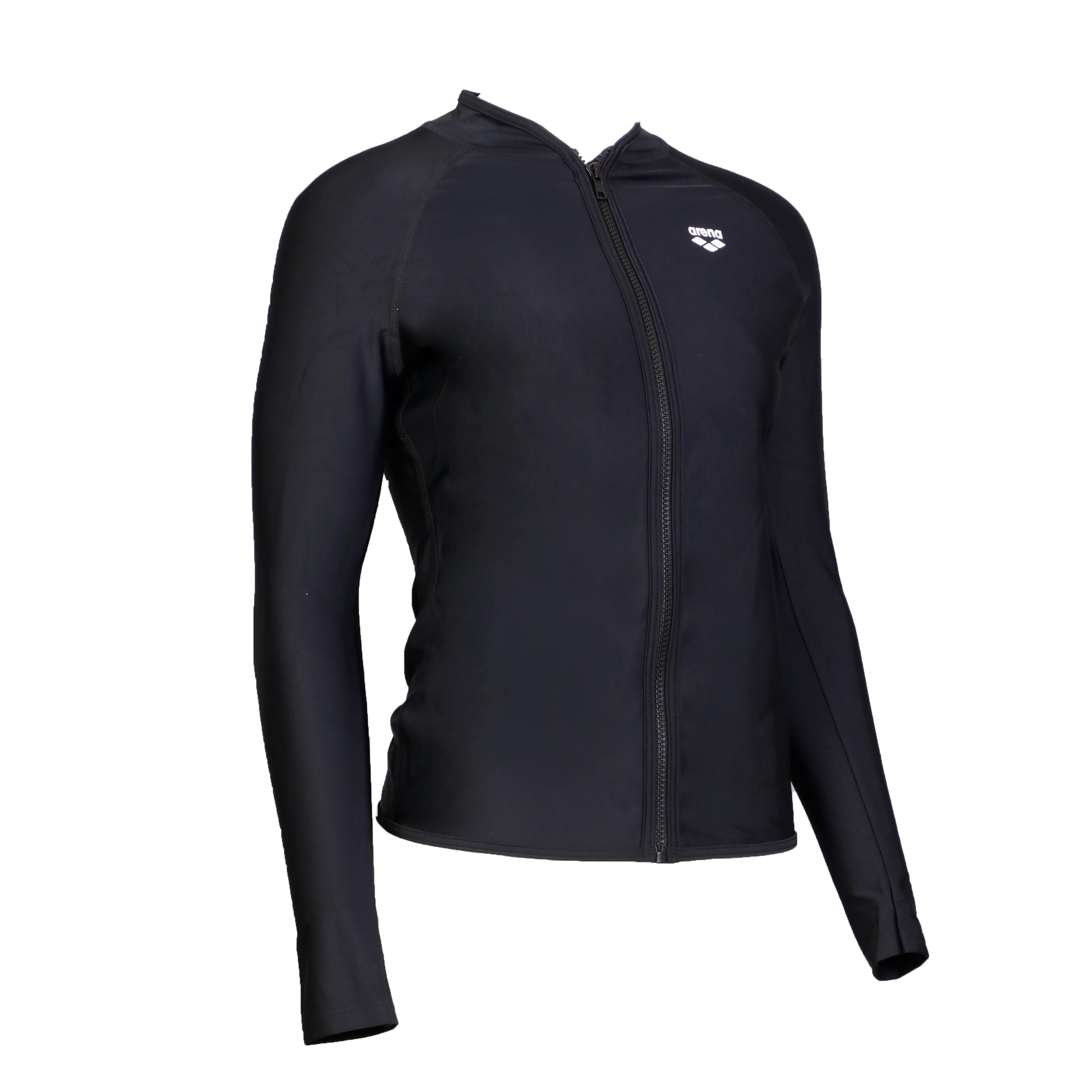 BASIC  WOMAN LS FULL ZIP SUN TOP - BLACK