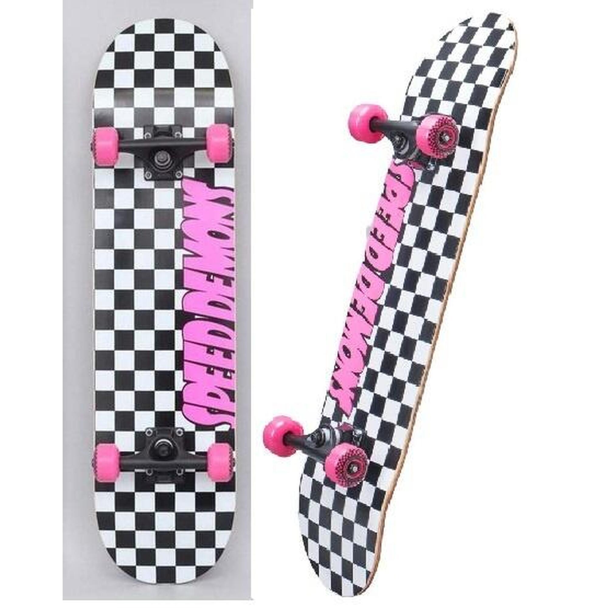 Speed demons - Checkers Pink  7.75 skateboard 1/3