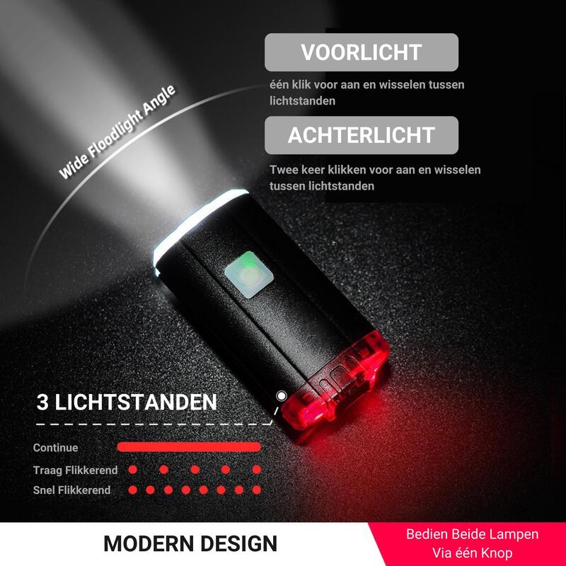 LED Fietsverlichting Helmlamp - Fietslamp USB oplaadbaar - Voor & Achter