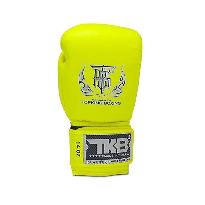 Guanto Boxe Top King Double Lock Giallo Neon  in pelle