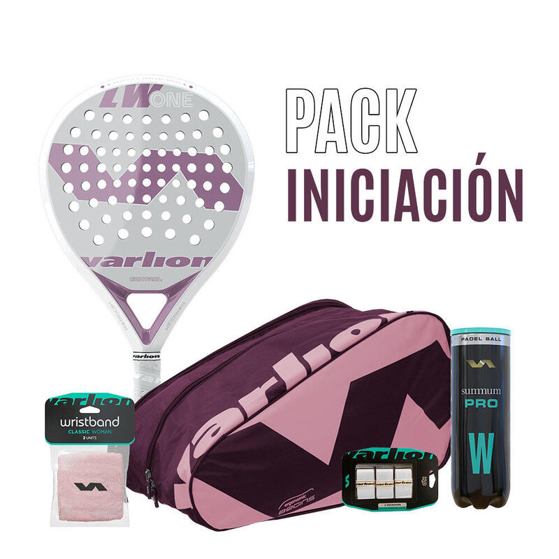 Pack de pádel mujer: Pala + Paletero + Muñequeras + Overgrips + Tubo de bolas W
