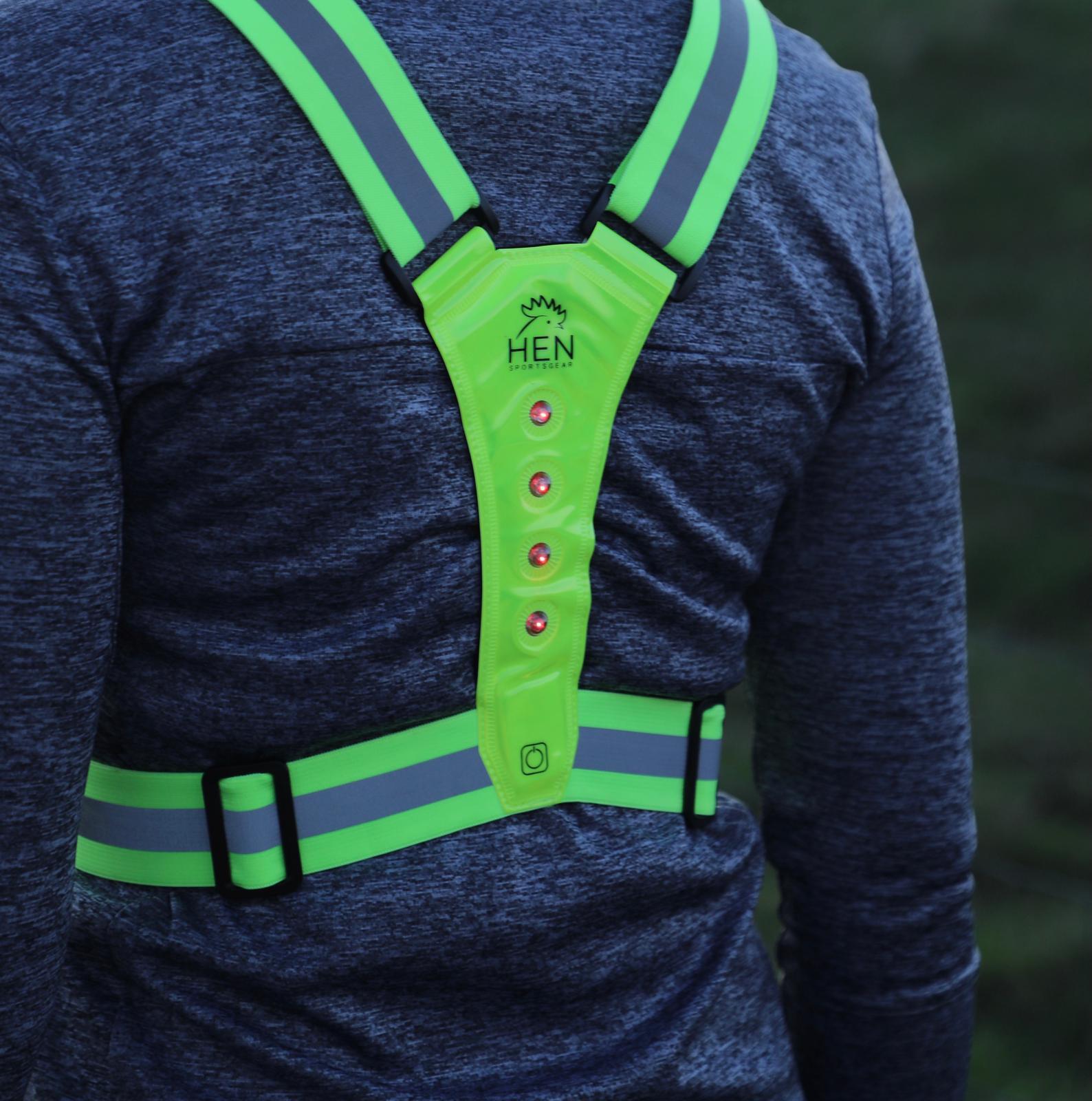 Gilet réfléchissant - gilet de course avec LED jaune - rechargeable par USB 5/6