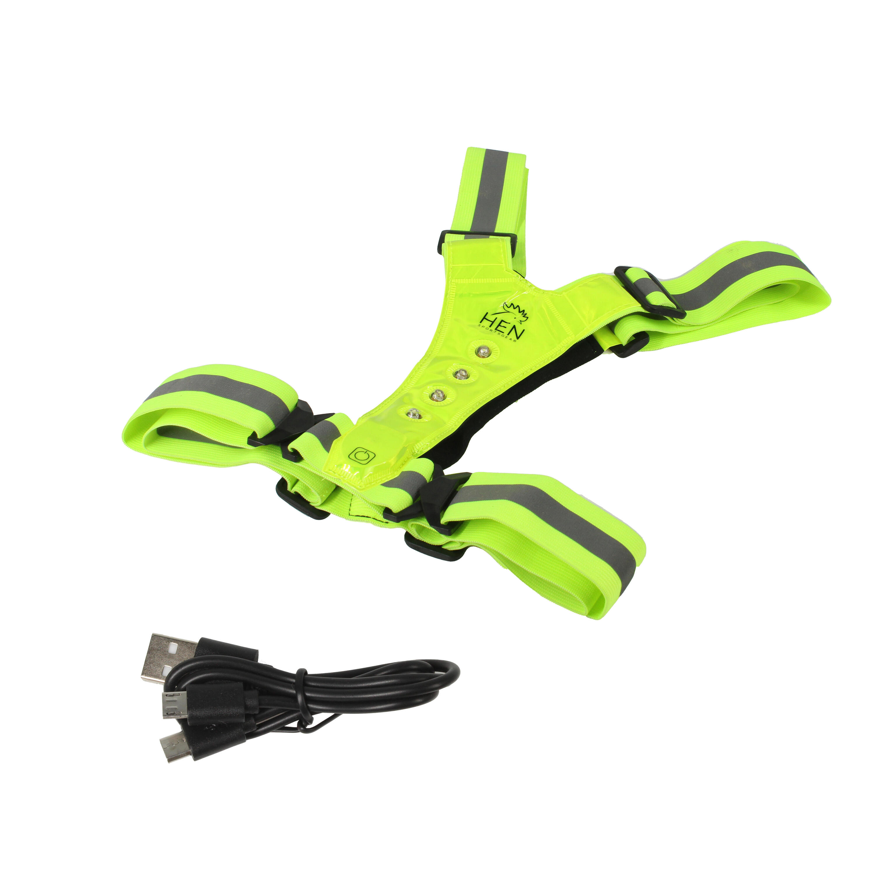 Gilet réfléchissant - gilet de course avec LED jaune - rechargeable par USB 3/6
