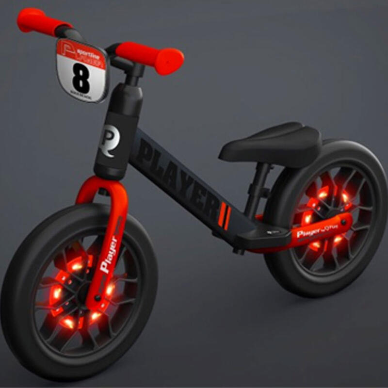 Balance Bike Player pedalless bike -Red -Lights on wheels