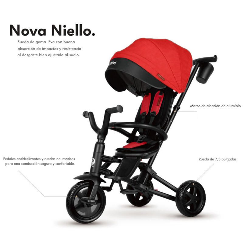 Triciclo dobrável Nova Niello Qplay Vermelho - Devessport