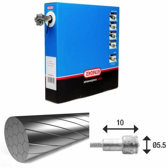 Bremskabel 1x19 Draht Edelstahl Slick Ø1,5mm V-Kopf Ø5,5x10 Elvedes (x100)
