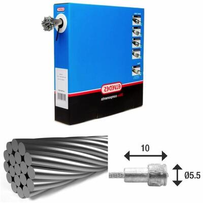 Bremskabel 1x19 Drähte Edelstahl Ø1,5mm V-Kopf Ø5,5x10 Elvedes (x100)