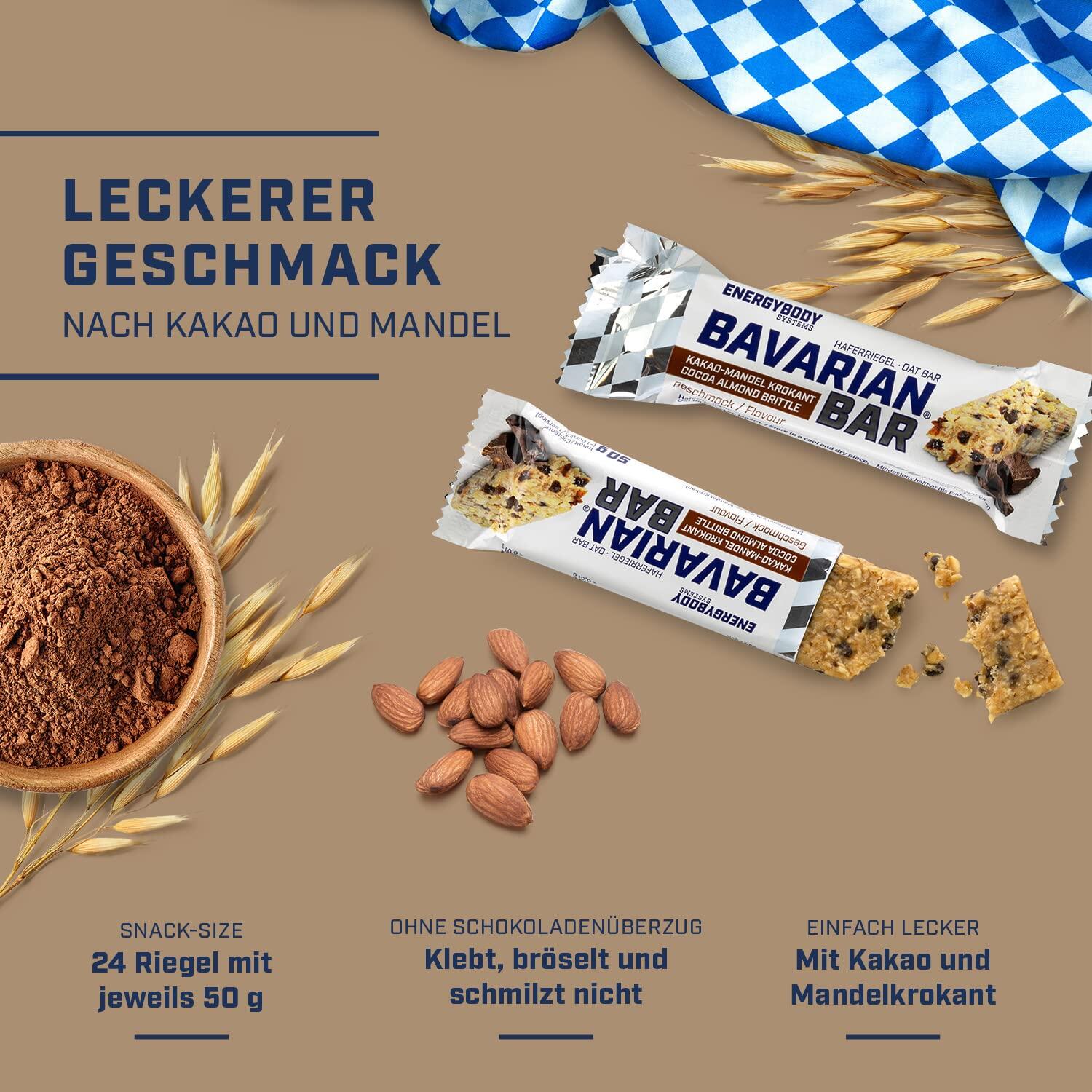 Bavarian Bar Kakao-Mandel Krokant, Energieriegel Haferriegel, 24 x 50 g 2/4