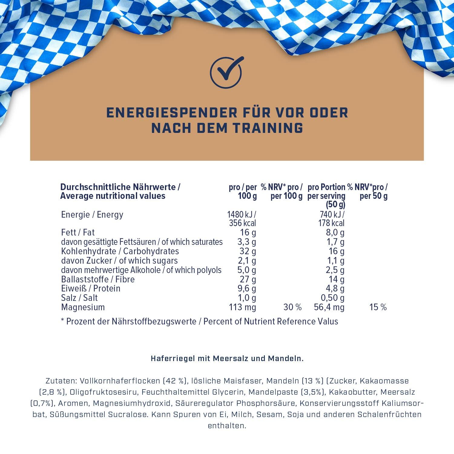 Bavarian Bar Salty Almond, Energieriegel Haferriegel Müsliriegel, 24 x 50 g 3/4