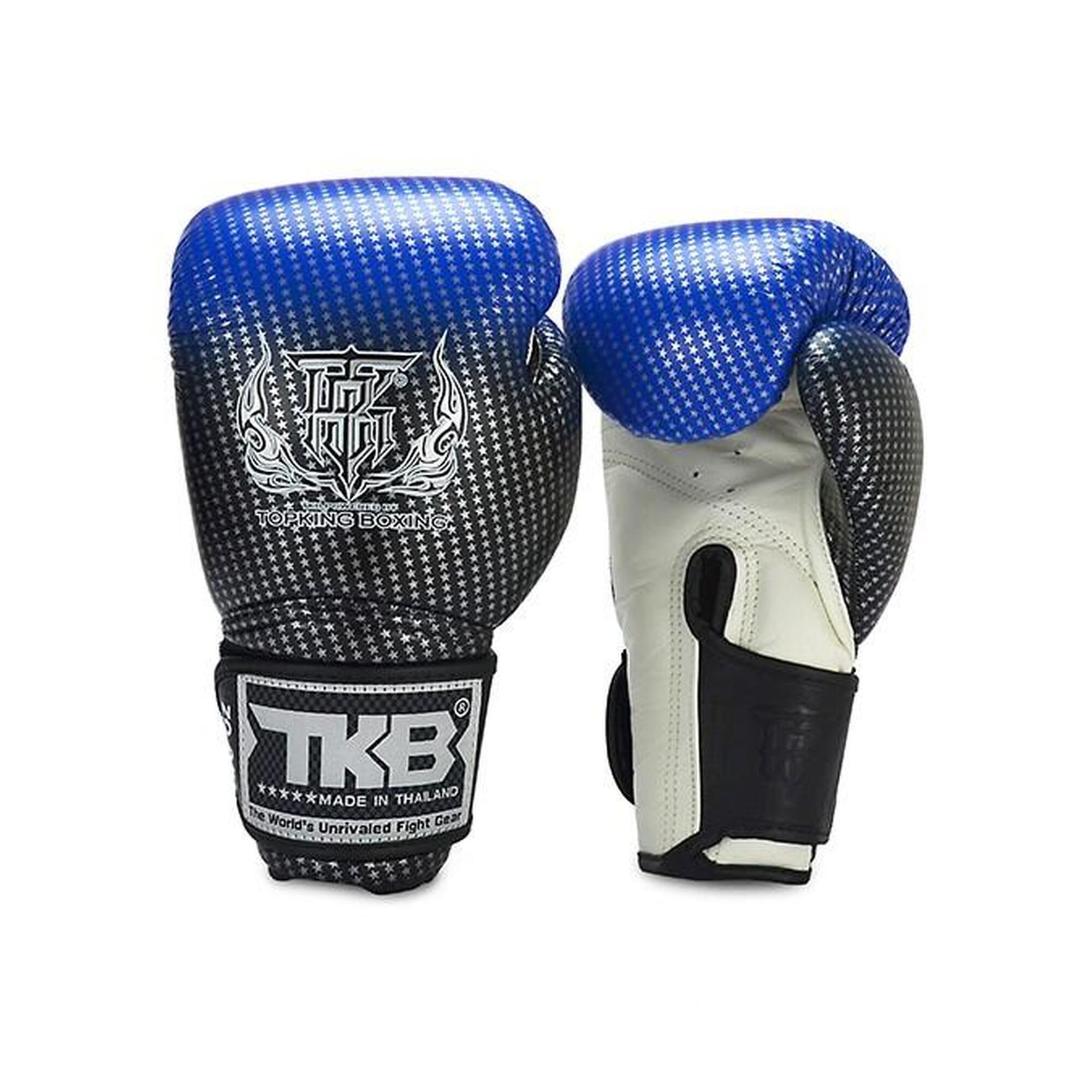 TOP KING Luvas de boxe Top King Super Star em couro blue