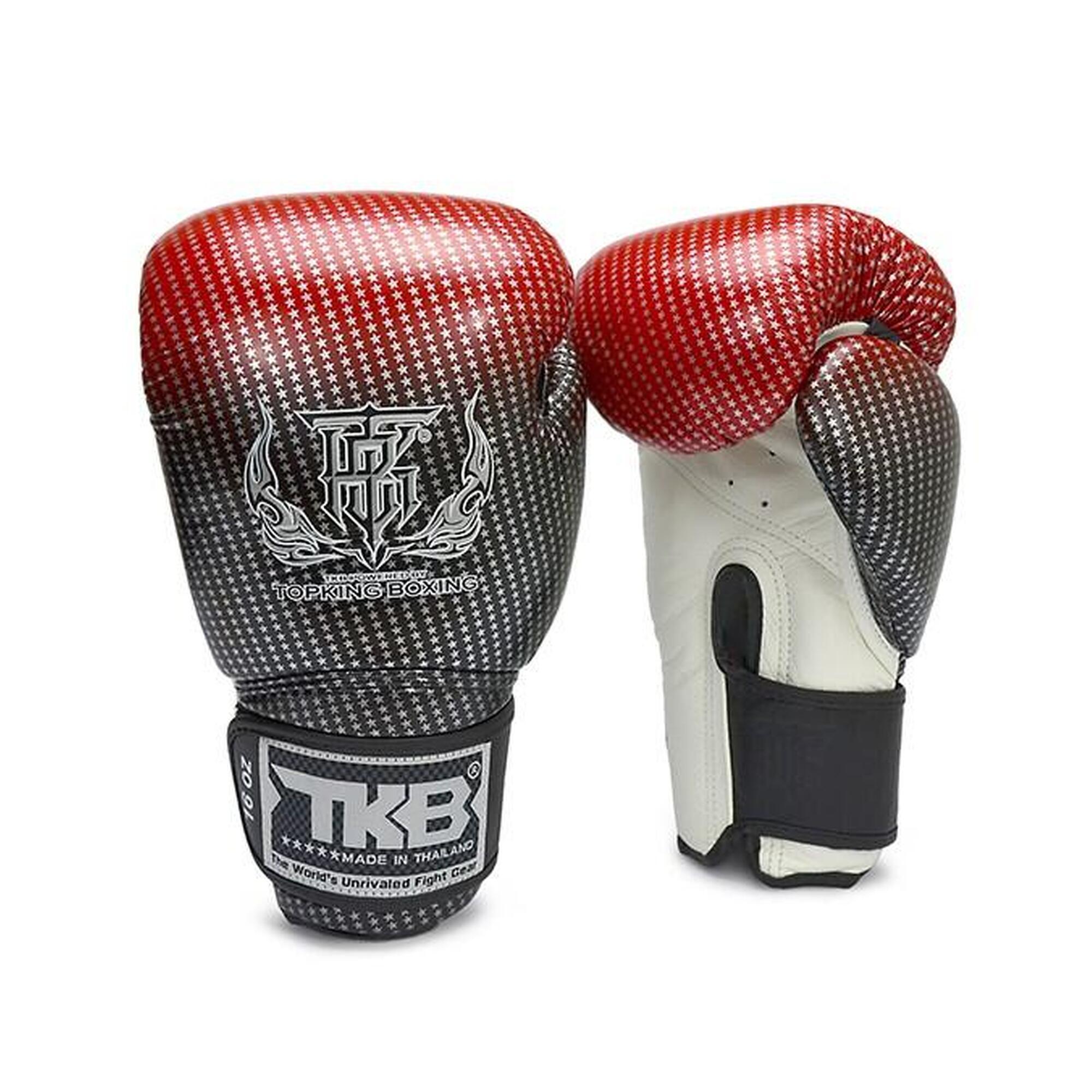 TOP KING Luvas de boxe Top King Super Star em couro vermehlo