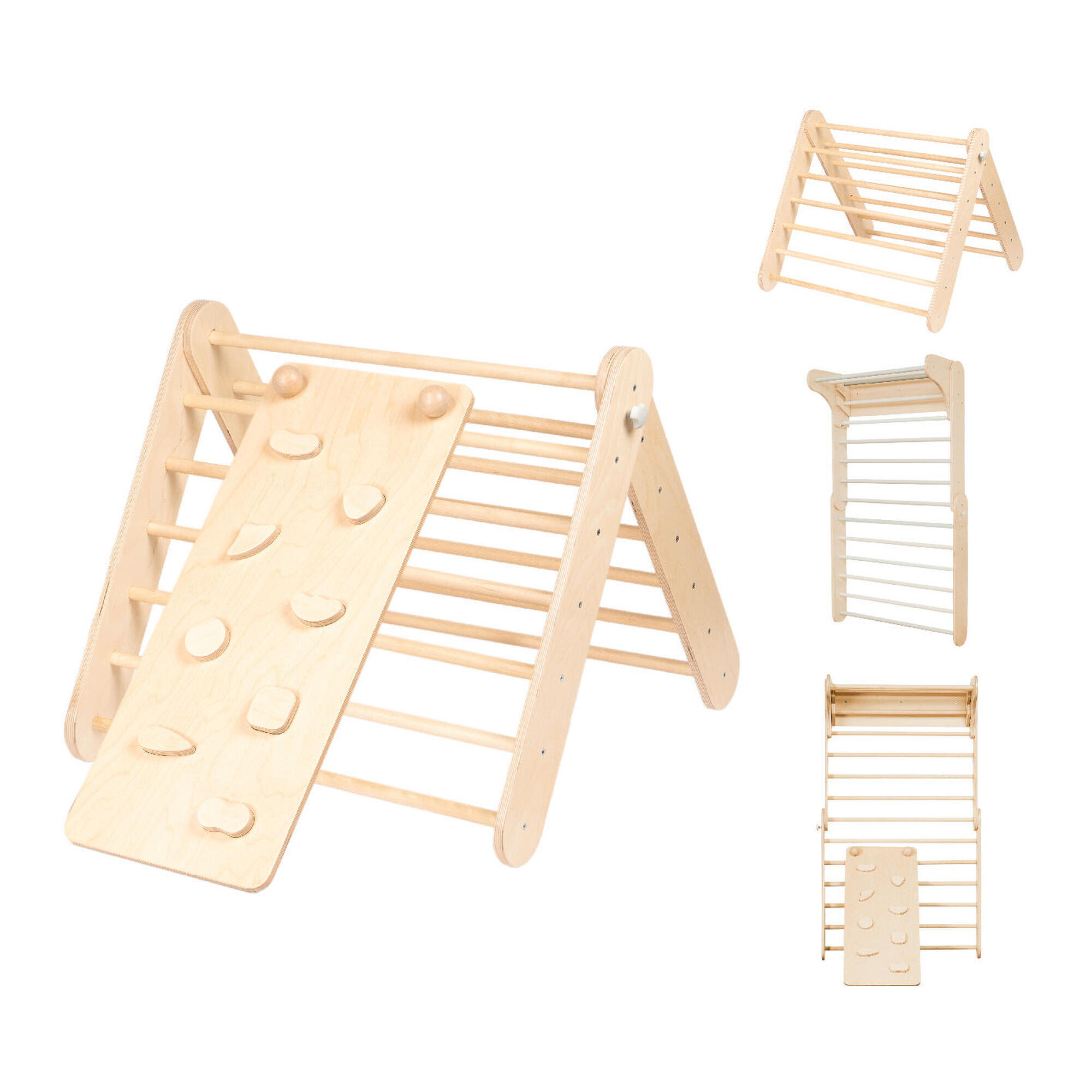 LEG&GO Triángulo de escalada - Muro de escalada 2en1, Montessori, Natural
