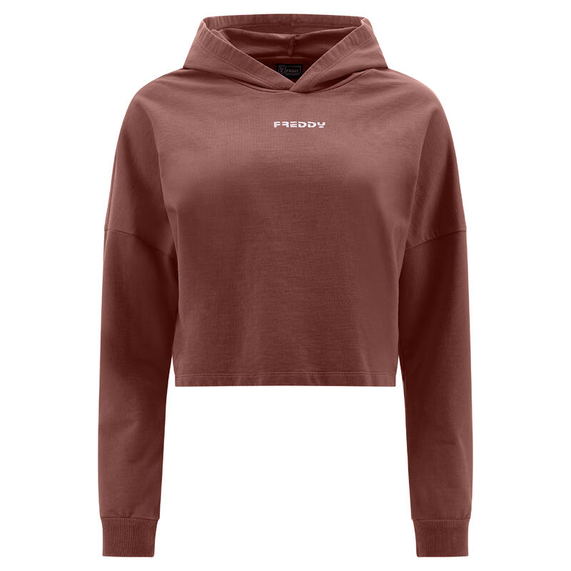 Felpa cropped con cappuccio french terry tinto in capo