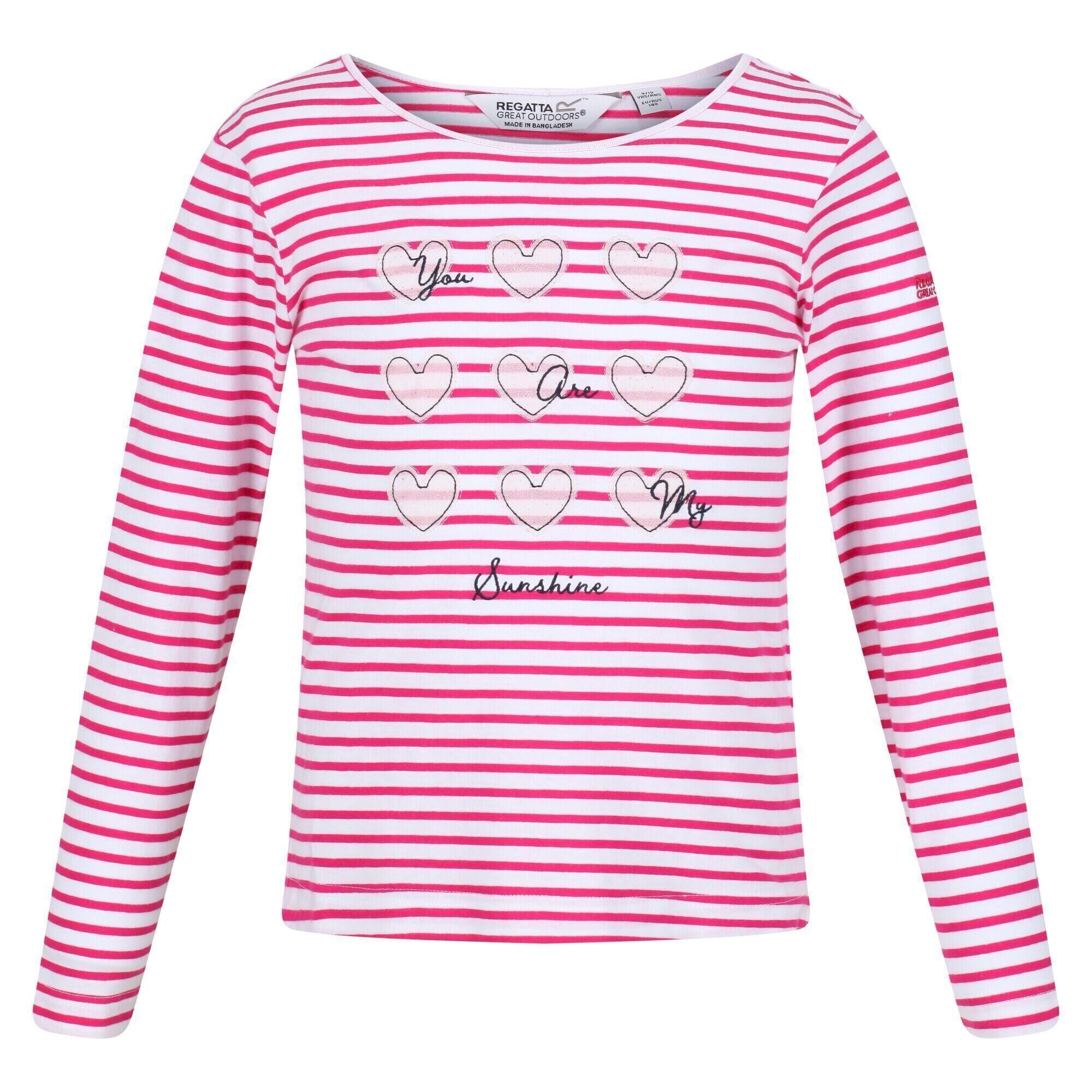 REGATTA Childrens/Kids Clarabee Striped LongSleeved TShirt (Pink Fusion)