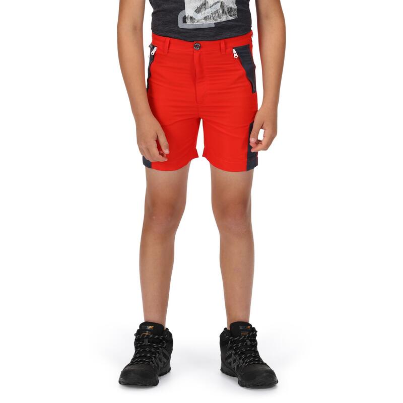 Pantalones Cortos Sorcer II Diseño Montaña para Niños/Niñas Rojo Fuego, Gris