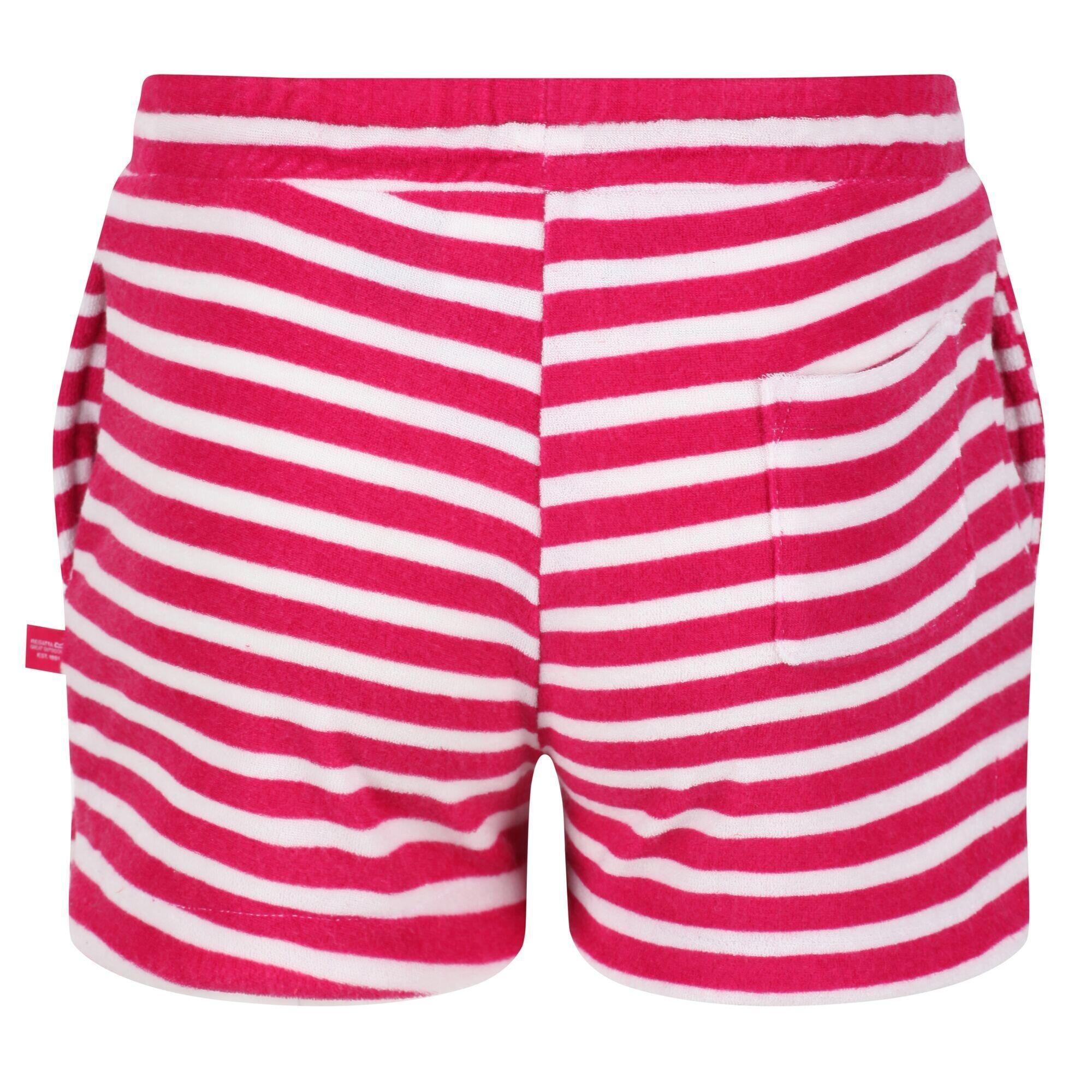 Childrens/Kids Dayana Towelling Stripe Casual Shorts (Pink Fusion/White) 2/5