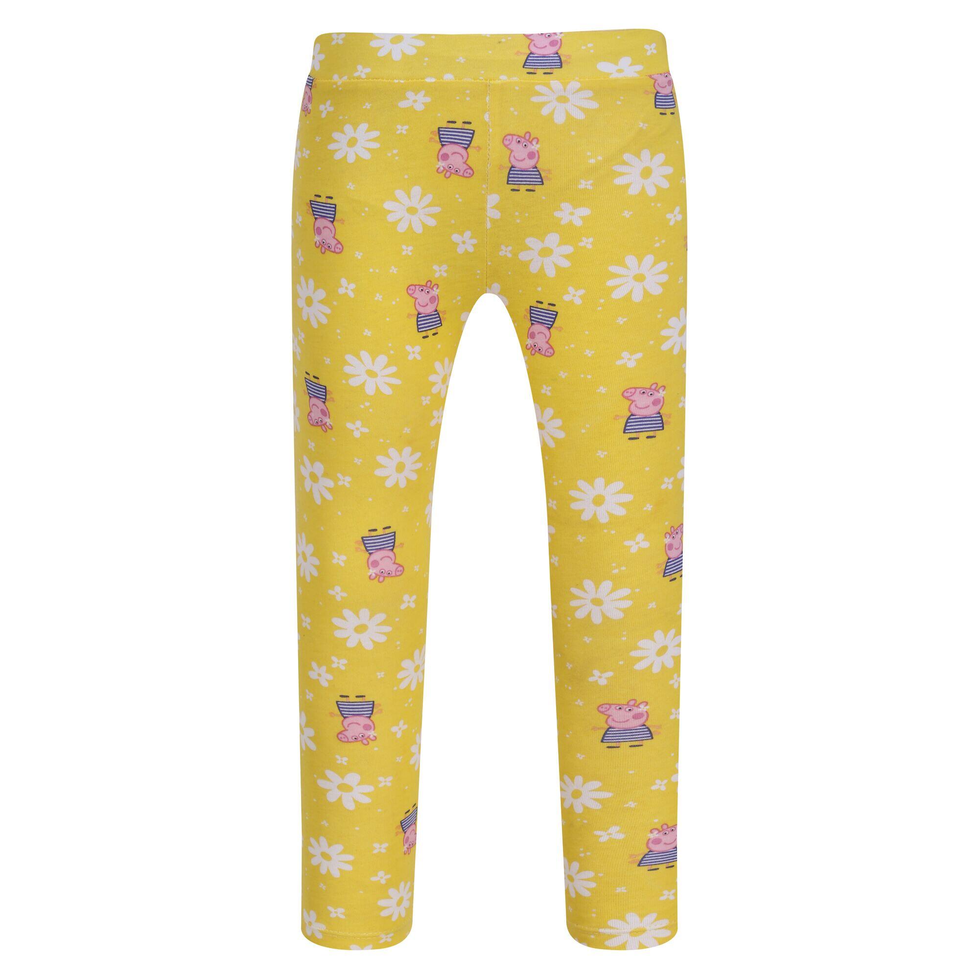 Childrens/Kids Printed Peppa Pig Leggings (Pack of 2) (Maize Yellow/Navy) 4/5