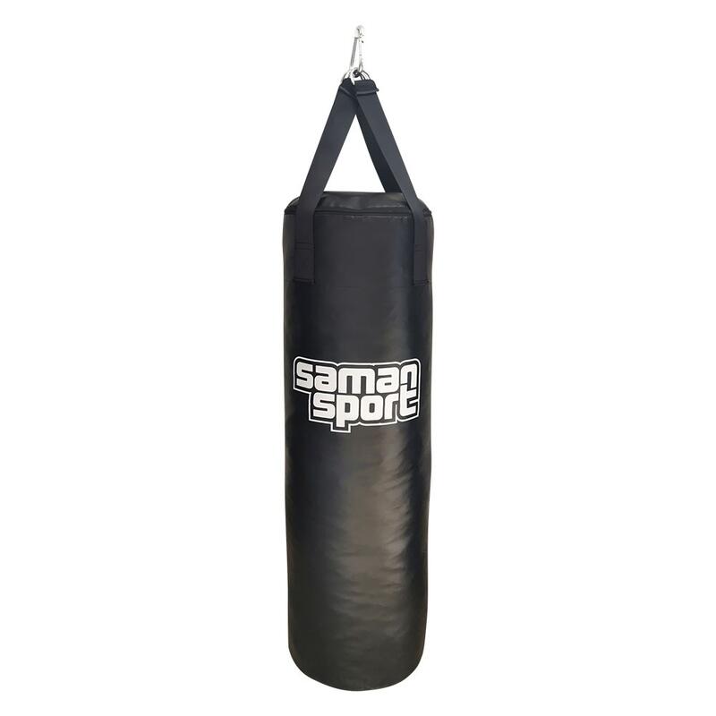 Boxzsák, Samansport Slim, 140x35 cm, ponyva, fekete, hevederrel