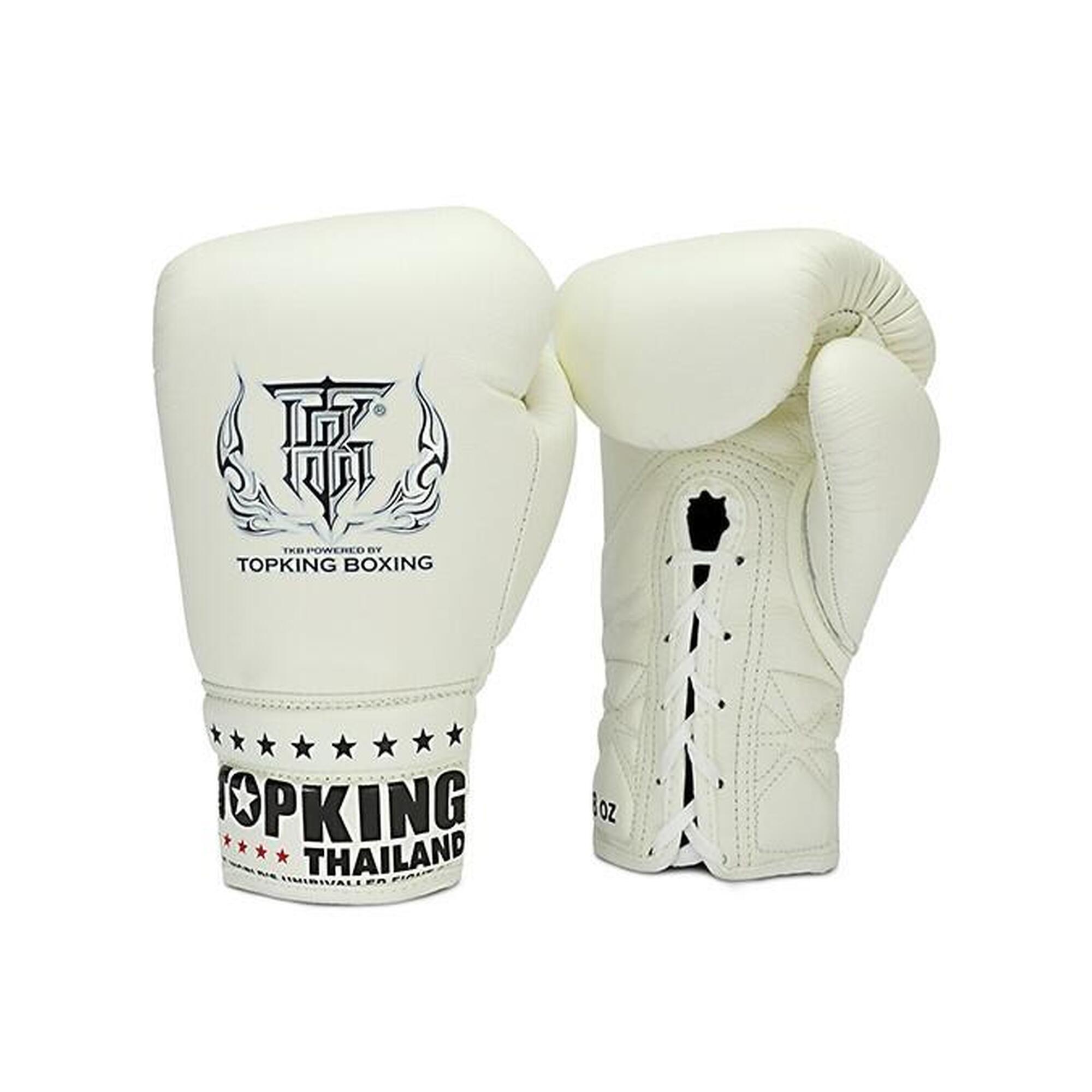TOP KING Luvas de boxe Top King Super Competition em couro branco
