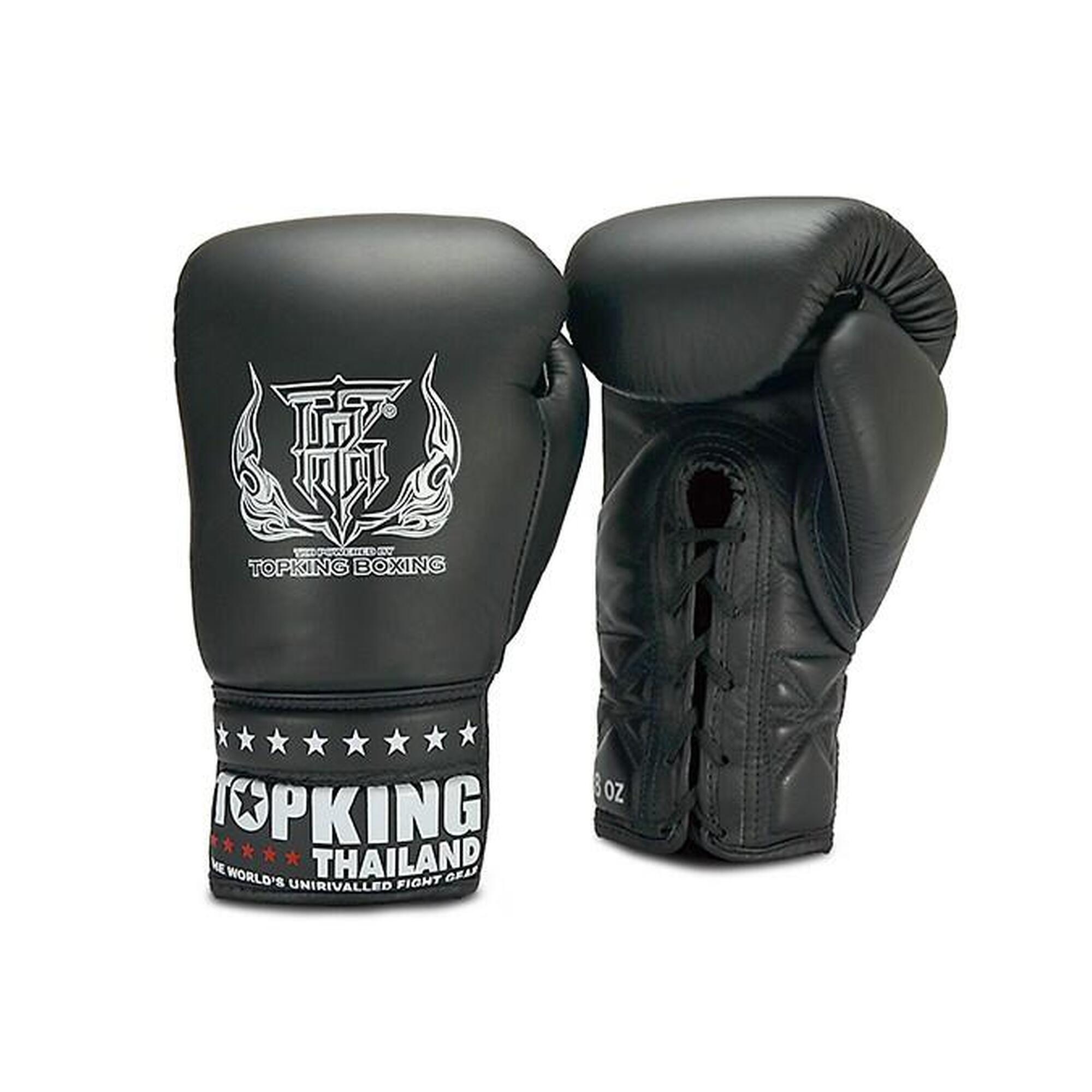 TOP KING Luvas de boxe Top King Super Competition em couro negro