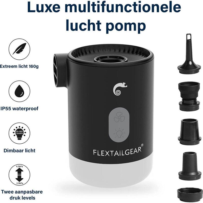 Flextail Gear Max Pump 2 Pro Luchtbedpomp met lantaarn - Zwart