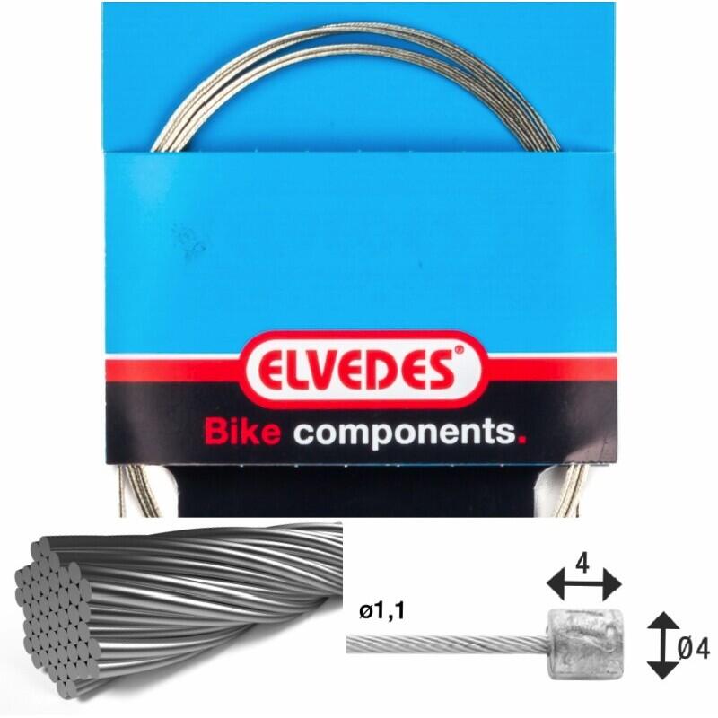 Transmissiekabel 1x19 roestvrije staaldraden ø1,1mm met kop n ø4x4 Elvedes